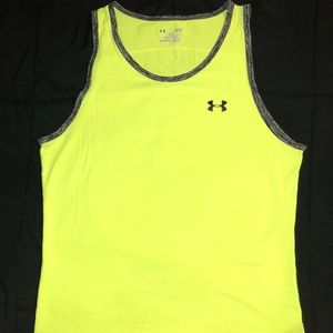 Mens neon yellow Under Armour tank top, size L